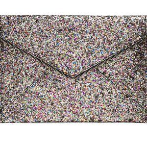 Rebecca Minkoff sequin Glitter Leo Envelope Clutch NWOT